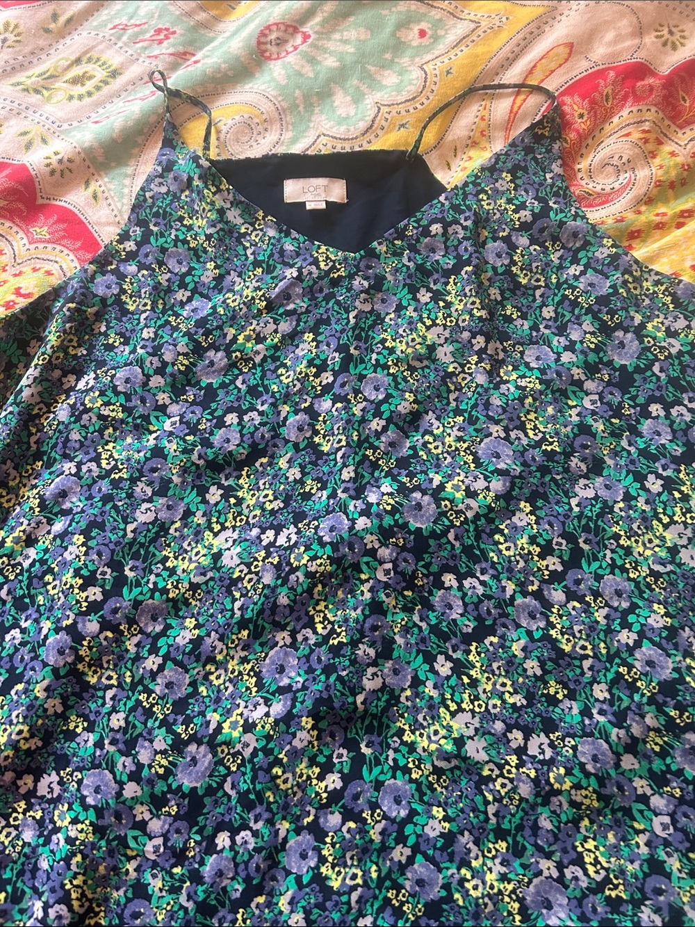 LOFT Navy Floral Spaghetti Strap Camisole